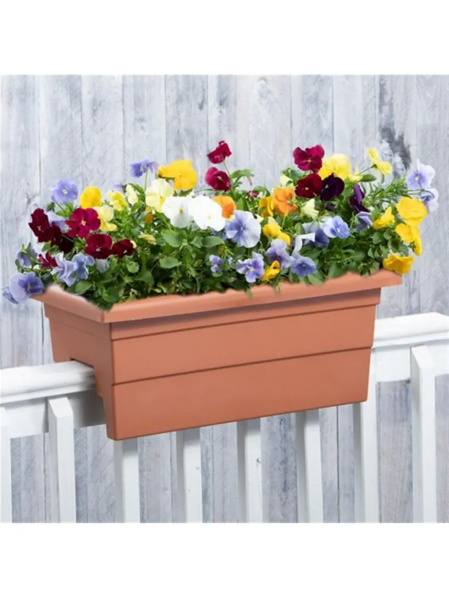 Кашпо Countryside Railing Planter 26245, терракотовое, 24 дюйма Novelty — изображение 2 из 3, терракотовый