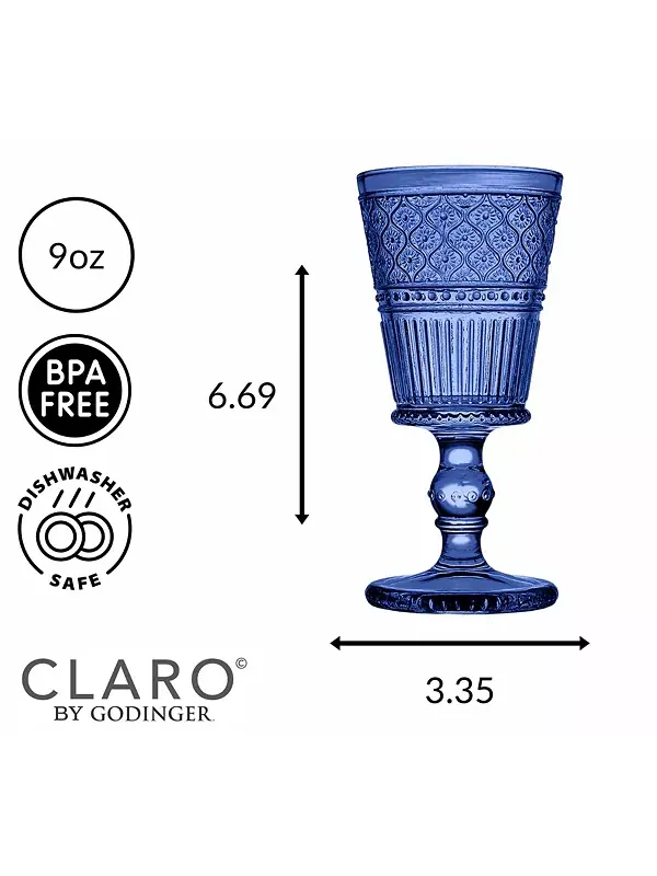 Бокалы Claro - 9 унций, набор из 4 шт. Godinger — изображение 3 из 3, синий