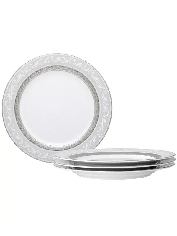 Набор из 4 декоративных тарелок Crestwood Platinum, сервиз на 4 персоны Noritake