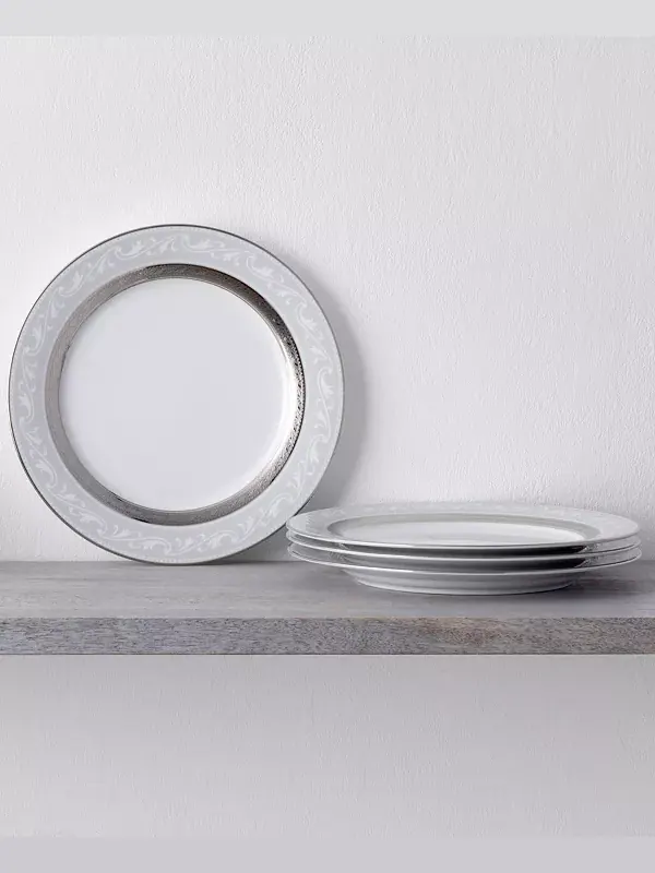 Набор из 4 декоративных тарелок Crestwood Platinum, сервиз на 4 персоны Noritake — изображение 3 из 3, белый