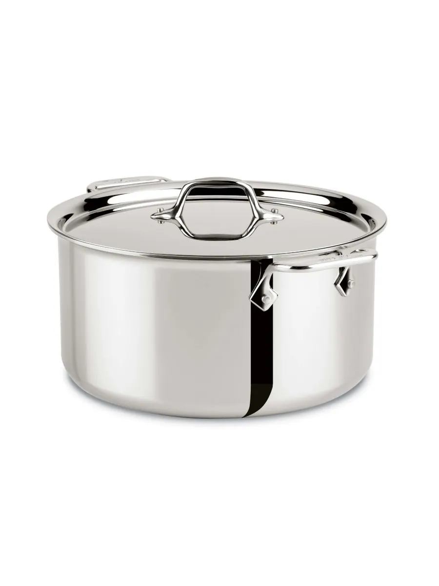 All-Clad Кастрюля из нержавеющей стали с крышкой, 8 кварт (около 2,8 л) — изображение 1 из 9, серебристый