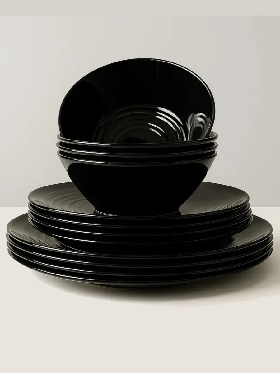 Набор посуды Barro NewWave Melamine, 12 предметов, сервировка на 4 персоны Abode Homewares — изображение 5 из 5, черный
