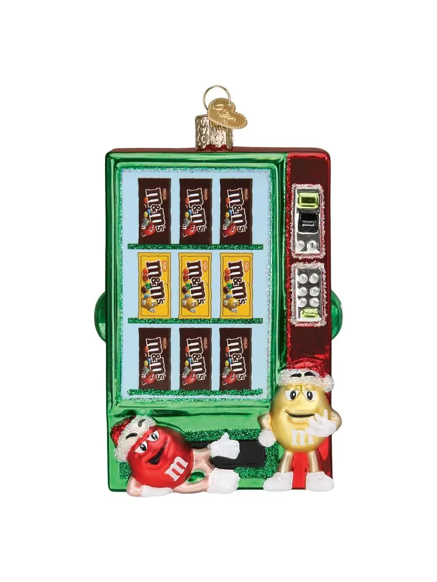 Елочная игрушка из стекла Mars Wrigley Candies M&M's Vending Machine Old World Christmas — красный