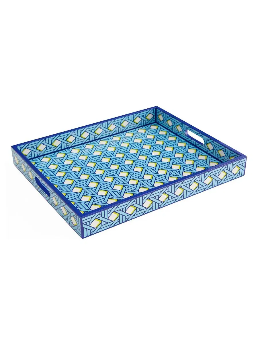 Поднос Basketweave 43x36x5 см Jonathan Adler — изображение 2 из 3, синий