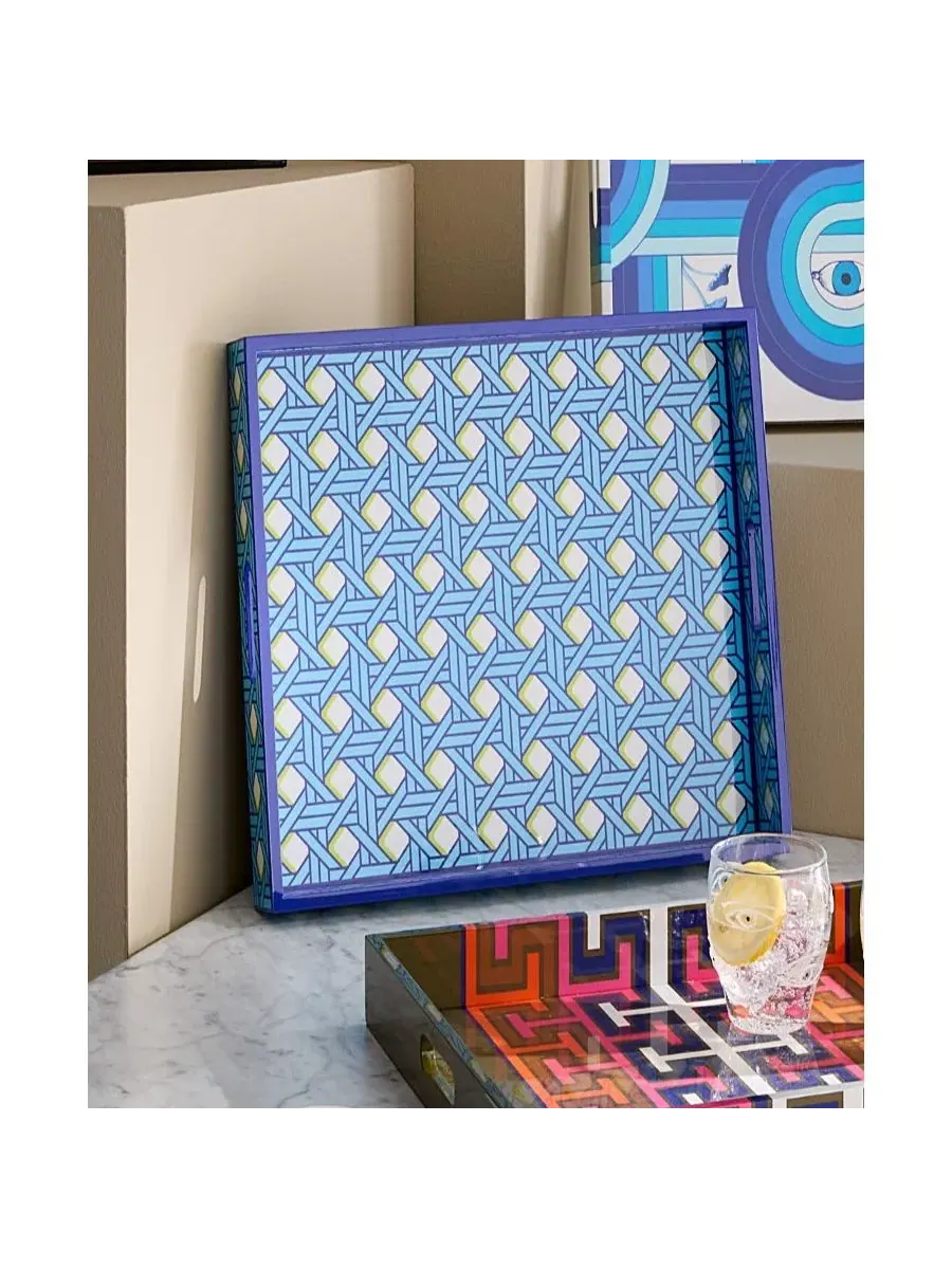 Поднос Basketweave 43x36x5 см Jonathan Adler — изображение 3 из 3, синий