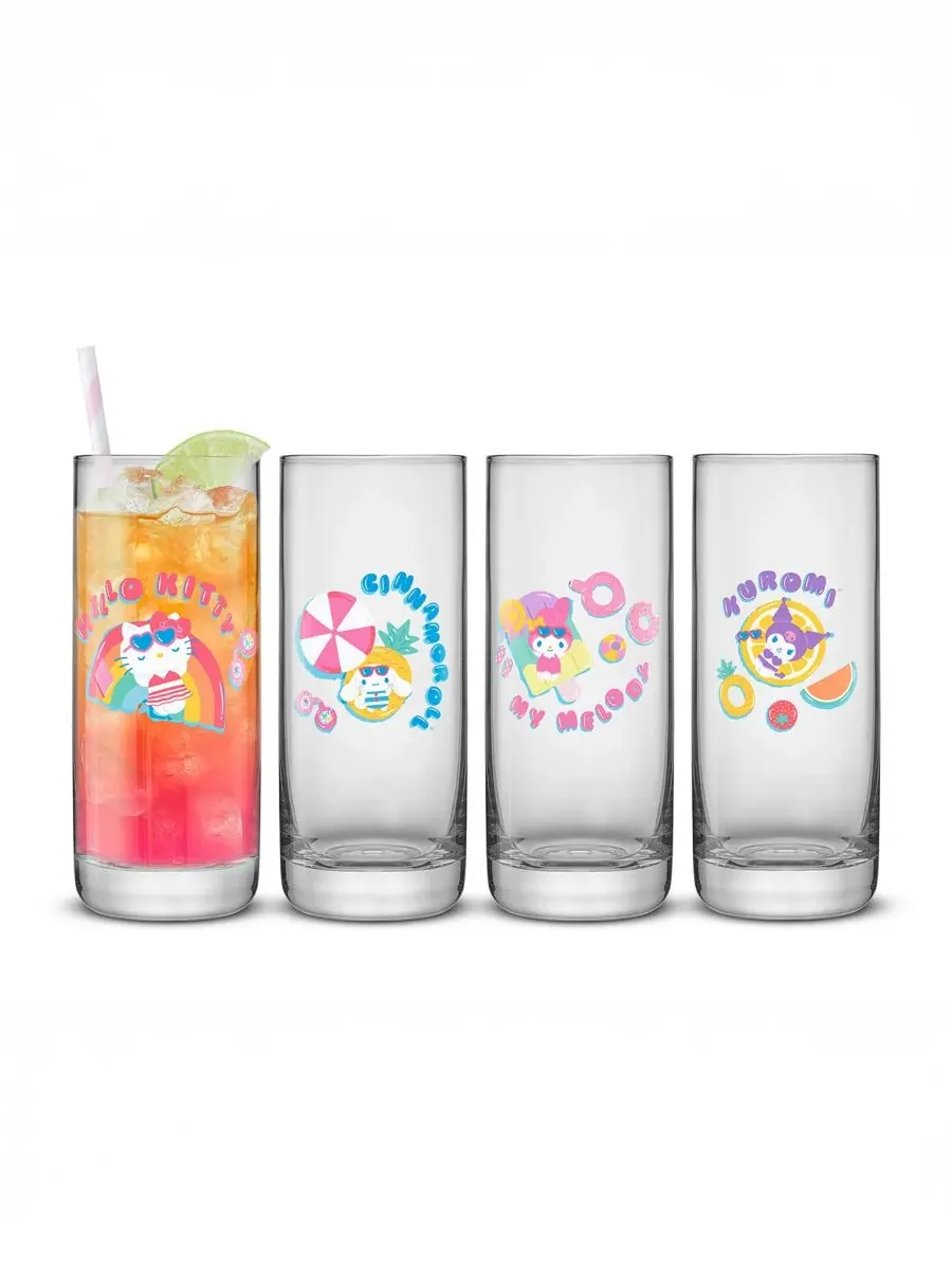 Набор из 4 летних стаканов Hello Kitty Friends Joyjolt