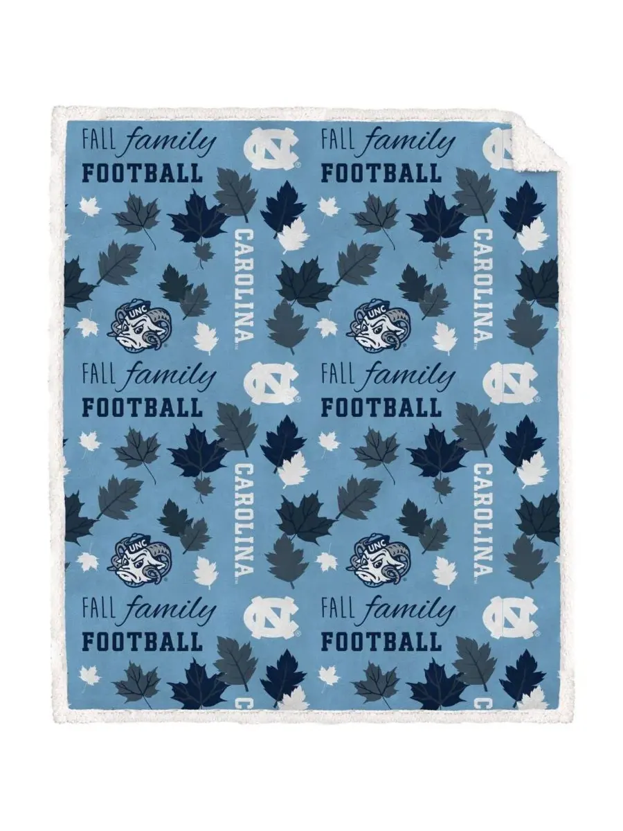 Осеннее флисовое одеяло Sherpa с символикой команды North Carolina Tar Heels, размер 152 x 178 см