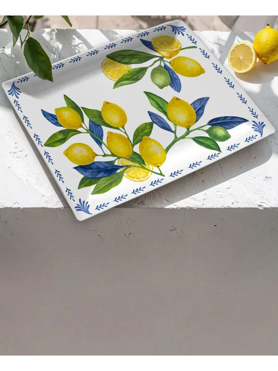 Прямоугольный сервировочный поднос Lemon Orchard Abode Homewares — изображение 5 из 5, желтый