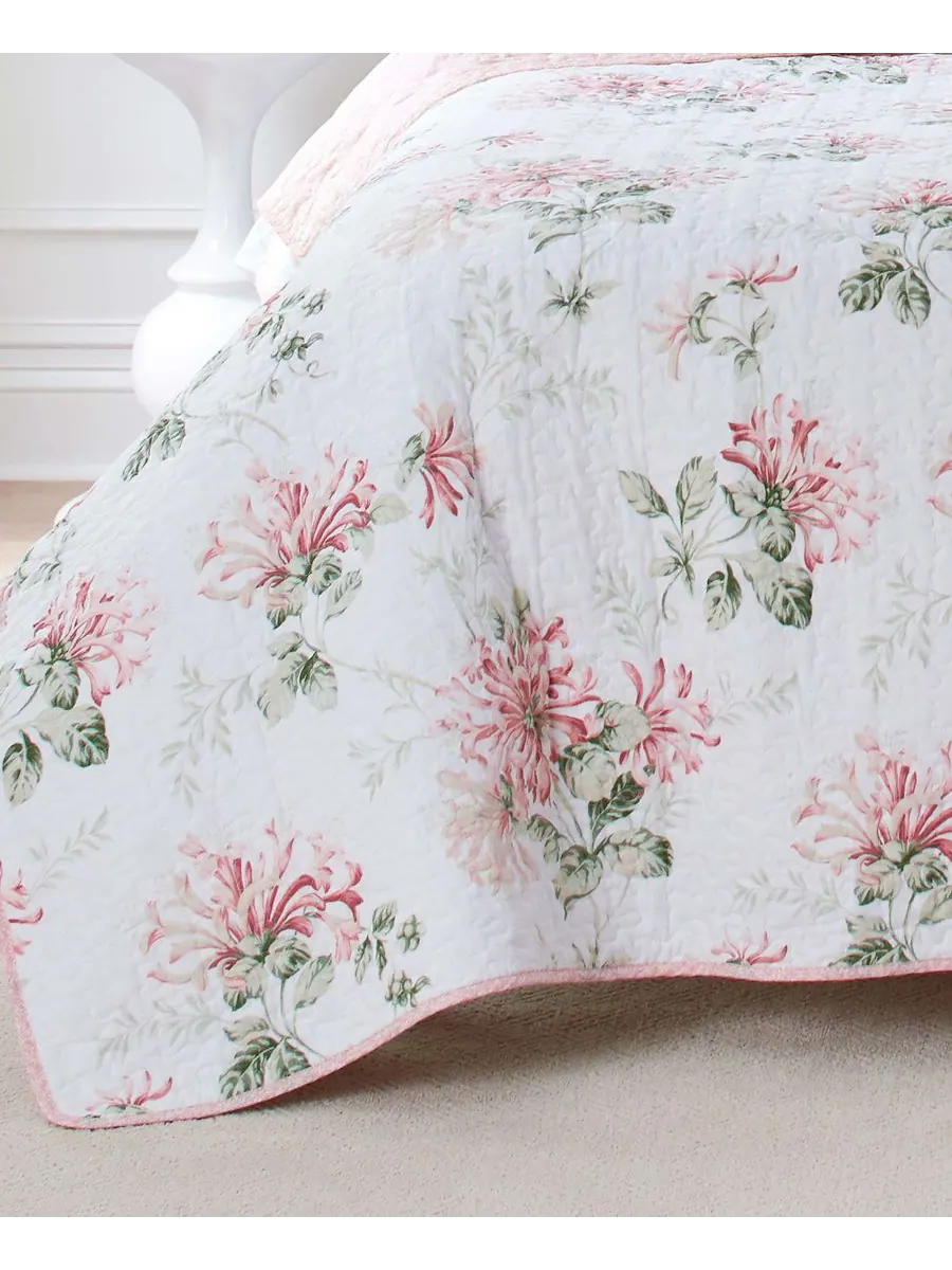 Комплект из двух двусторонних стеганых одеял из хлопка с рисунком «Жимолость», размер Twin Laura — изображение 7 из 9
