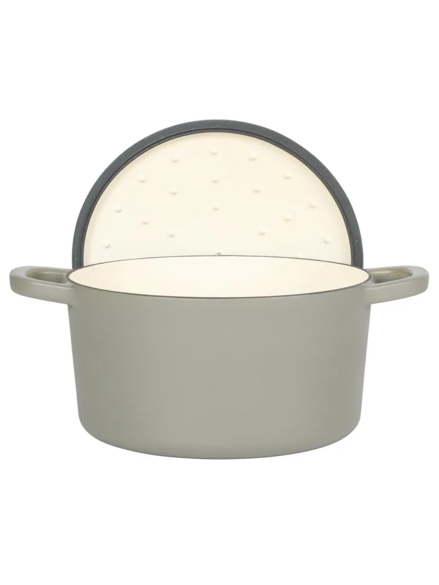 Круглая чугунная кастрюля Crock-Pot Artisan объемом 5 кварт (5 литров) - матовый пыльно-розовый — изображение 3 из 10