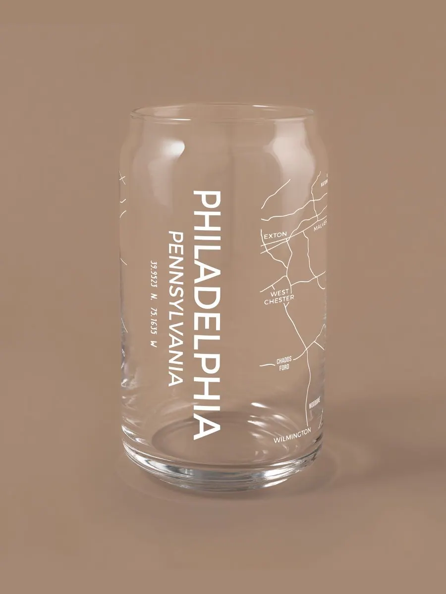 Набор из 2 стеклянных стаканов THE CAN Philadelphia Map объемом 16 унций (473 мл) для повседневного — изображение 3 из 3