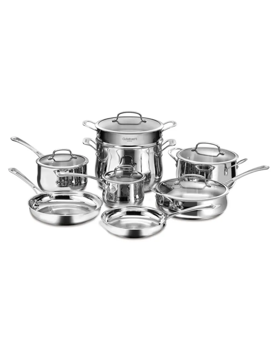 Cuisinart Набор посуды Contour из нержавеющей стали, 13 предметов — изображение 1 из 2, серебристый