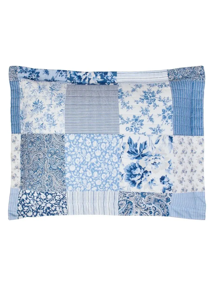 Двустороннее одеяло с узором «пейсли», 3 предмета, размер Full/Queen Laura Ashley — изображение 6 из 7, яркий синий
