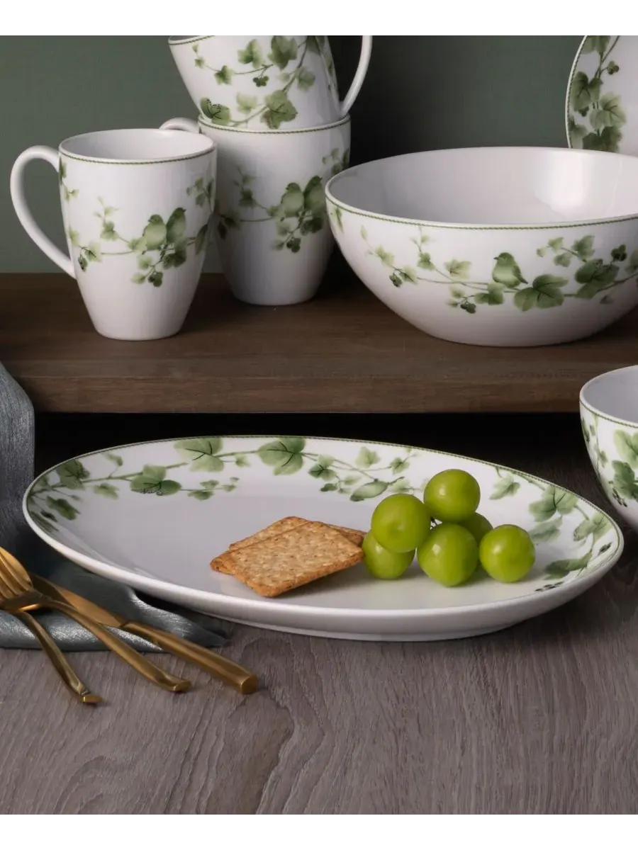 Овальное блюдо Noritake Ivy Whisper с рисунком 37 см — изображение 4 из 10, зеленый