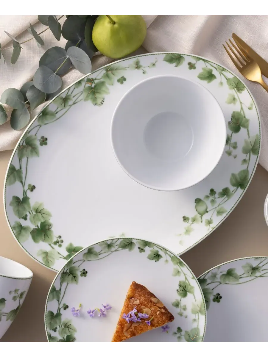 Овальное блюдо Noritake Ivy Whisper с рисунком 37 см — изображение 5 из 10, зеленый