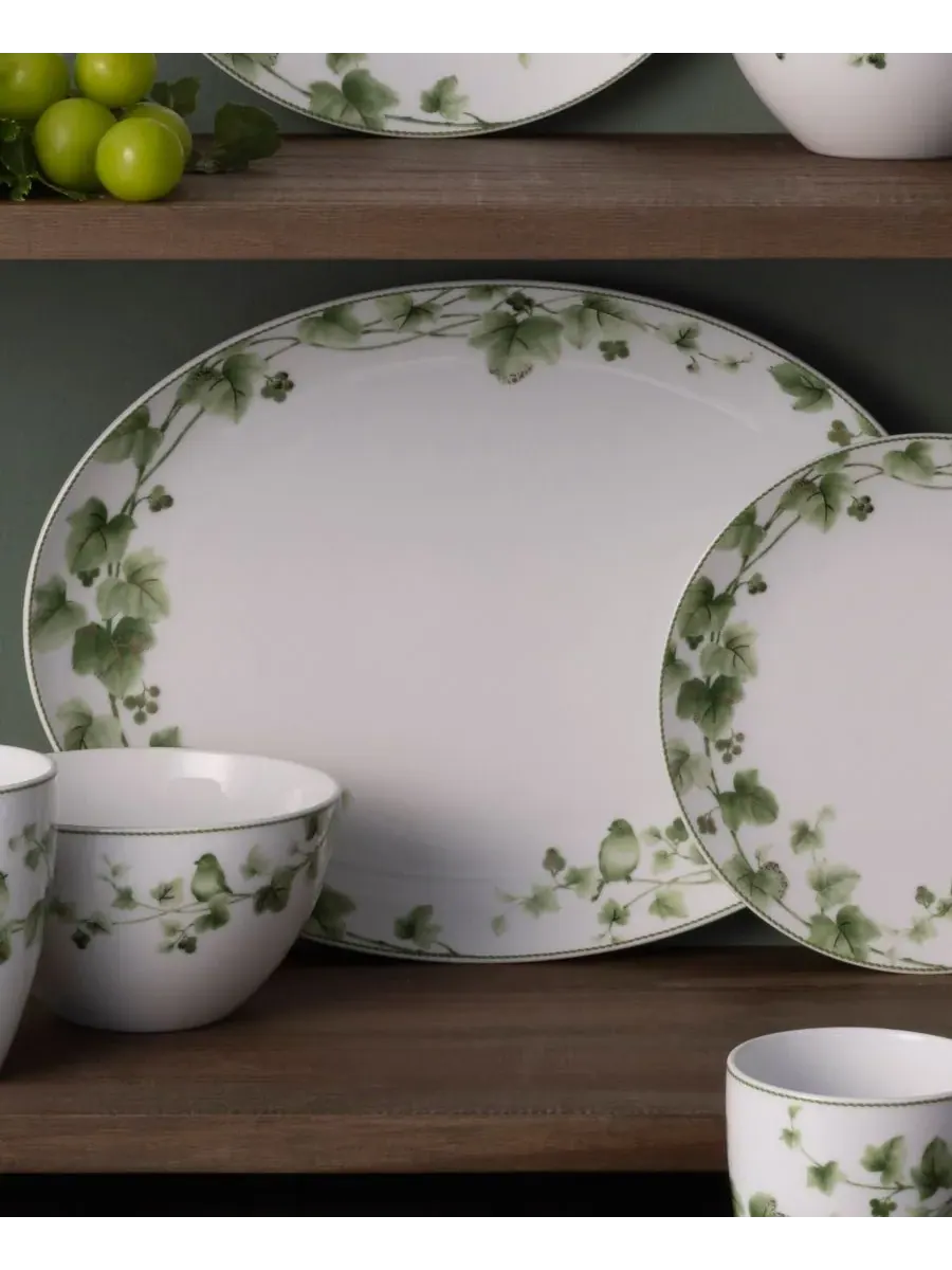 Овальное блюдо Noritake Ivy Whisper с рисунком 37 см — изображение 6 из 10, зеленый