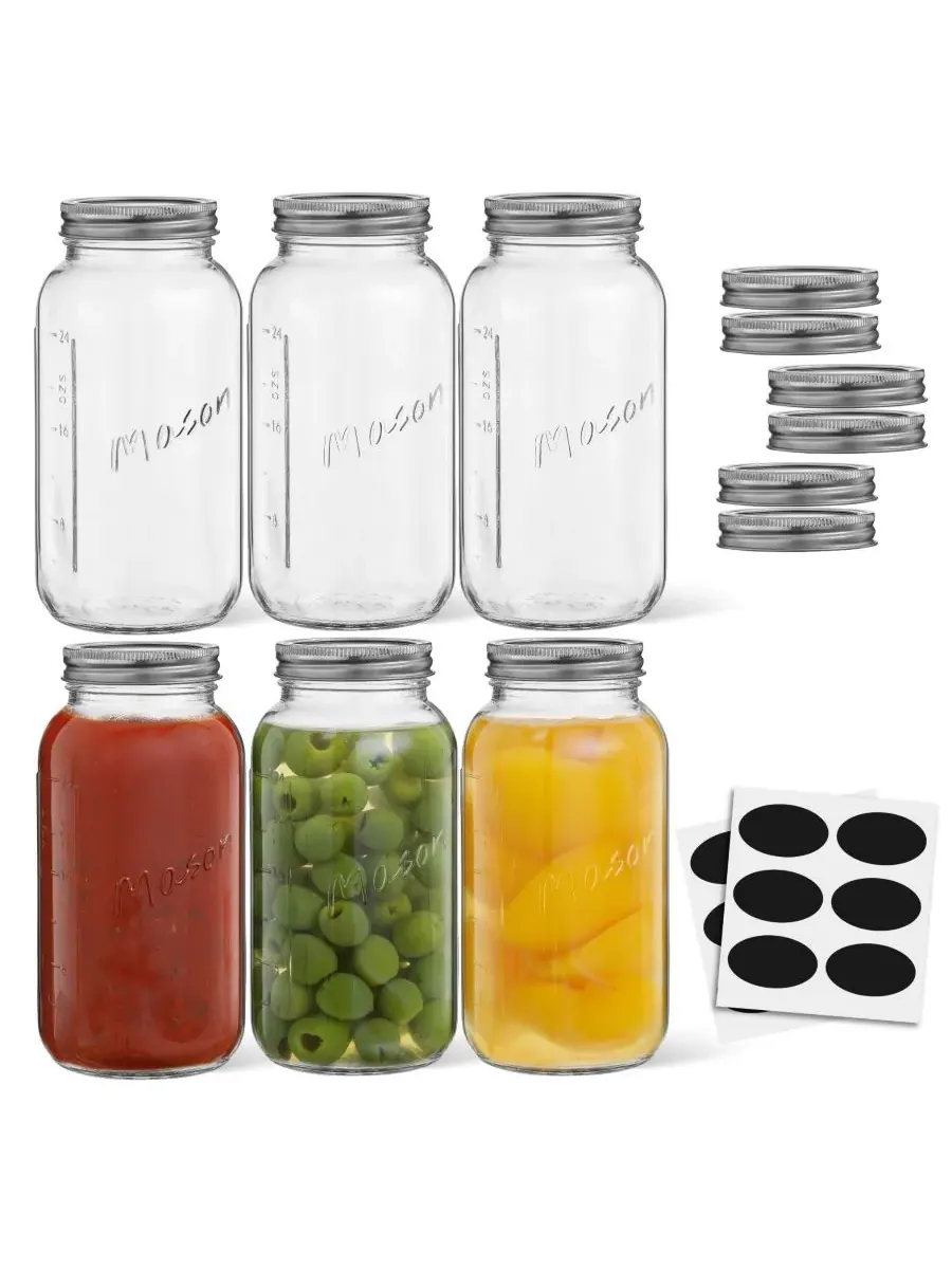 Стандартный набор из 6 банок Mason Jar с герметичными крышками Joyjolt