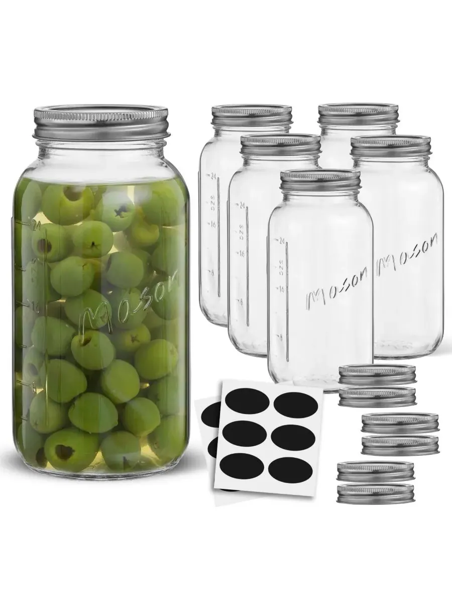 Стандартный набор из 6 банок Mason Jar с герметичными крышками Joyjolt — изображение 3 из 10, прозрачный