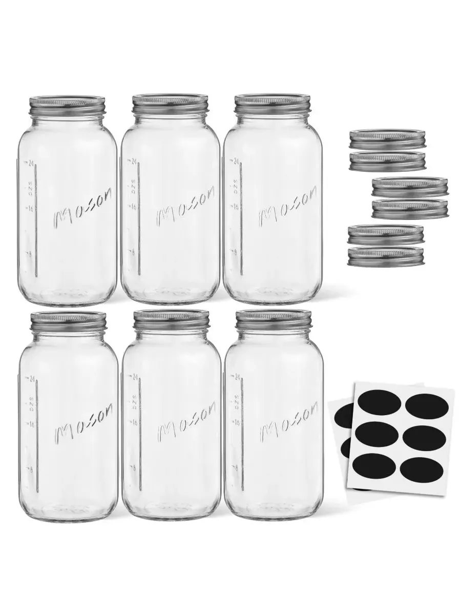 Стандартный набор из 6 банок Mason Jar с герметичными крышками Joyjolt — изображение 8 из 10, прозрачный