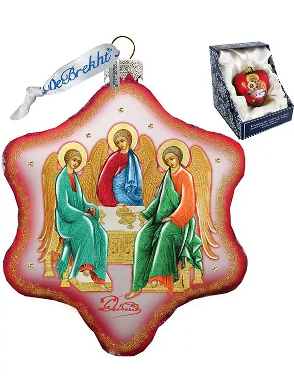 Стеклянное украшение в виде снежинки на тему Рождества Троицы G.Debrekht