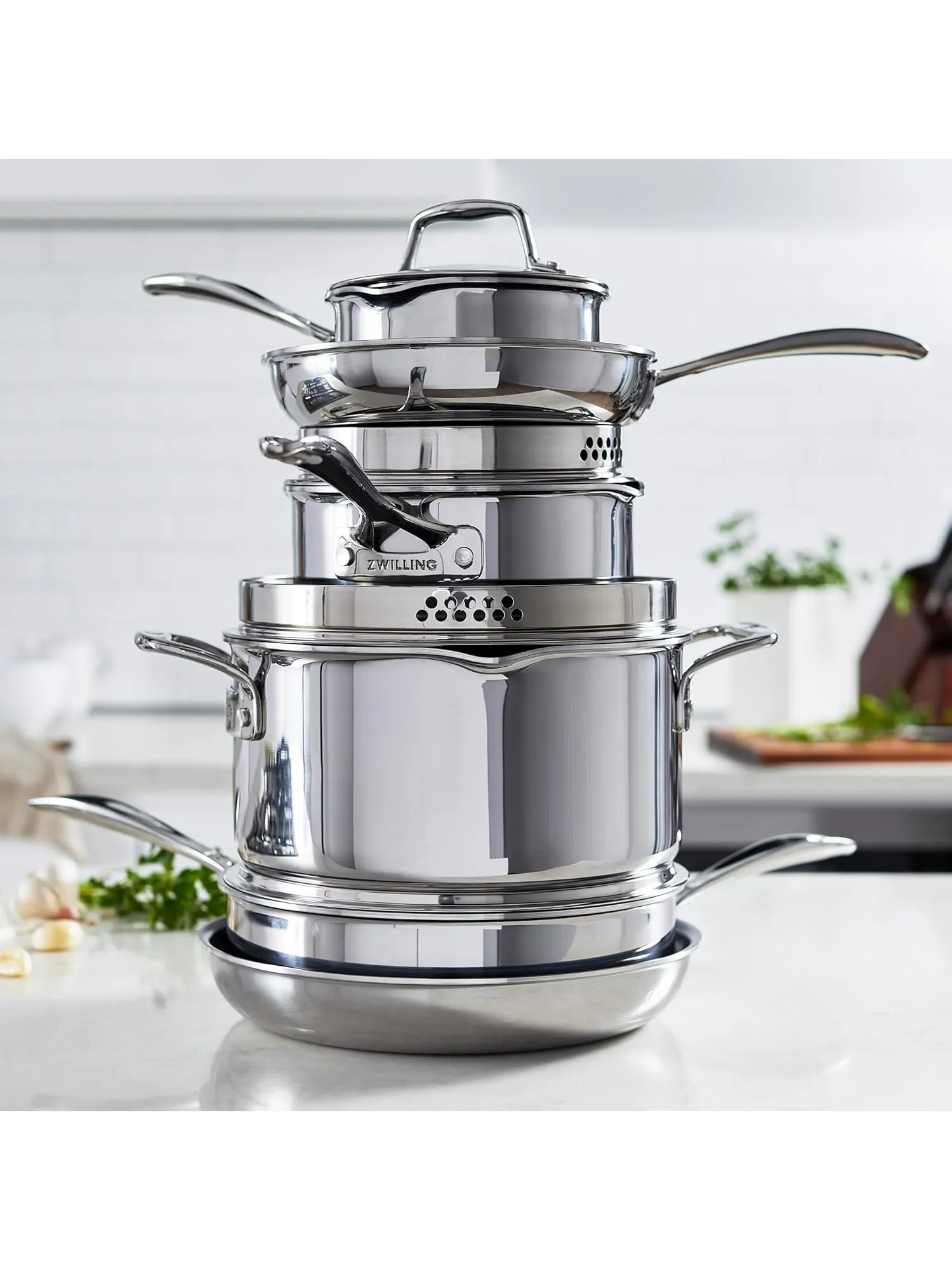 Набор посуды Zwilling Clad CFX Ceramic, 10 предметов — изображение 3 из 4, серебристый