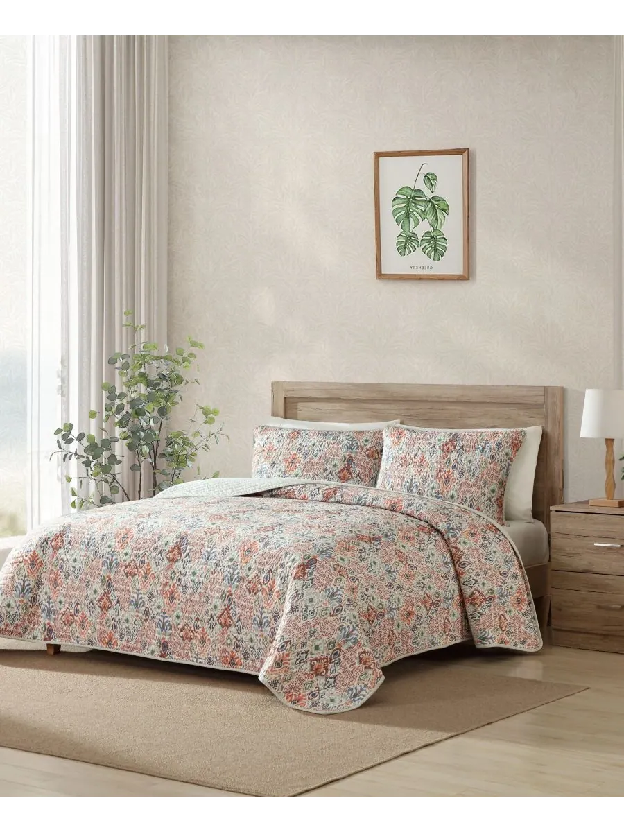 Двустороннее одеяло Ikat Tropics, 2 предмета, размер Twin Tommy Bahama Home — изображение 2 из 10, светлый хаки/зеленый