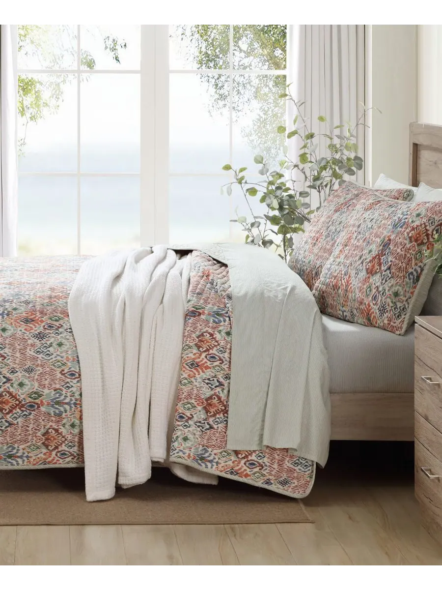 Двустороннее одеяло Ikat Tropics, 2 предмета, размер Twin Tommy Bahama Home — изображение 3 из 10, светлый хаки/зеленый