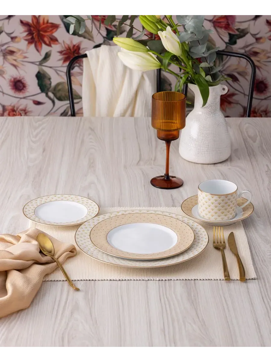 Набор посуды из 5 предметов Noritake Trocadero Gold — изображение 3 из 5, золотистый белый