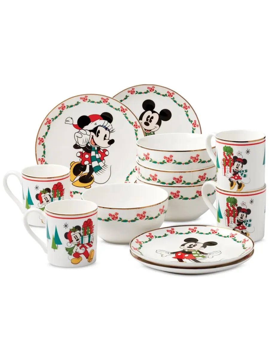 Набор десертных тарелок Disney Holiday, 12 предметов, сервировка на 4 персоны Lenox