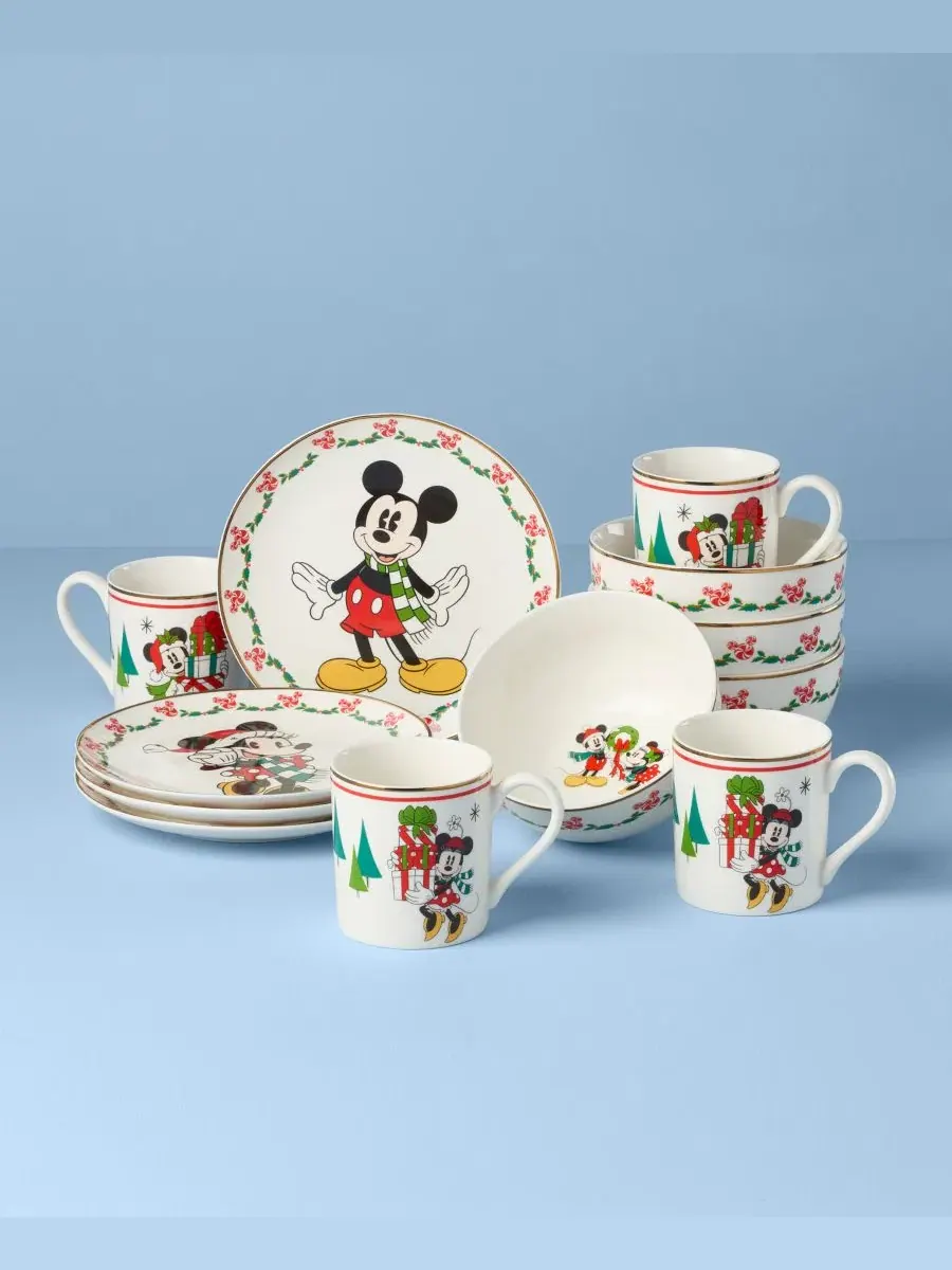 Набор десертных тарелок Disney Holiday, 12 предметов, сервировка на 4 персоны Lenox — изображение 12 из 12, мульти