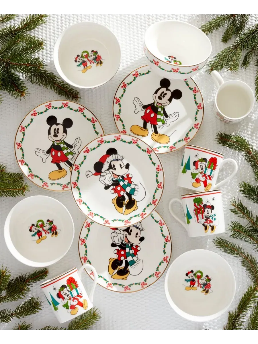 Набор десертных тарелок Disney Holiday, 12 предметов, сервировка на 4 персоны Lenox — изображение 8 из 12, мульти