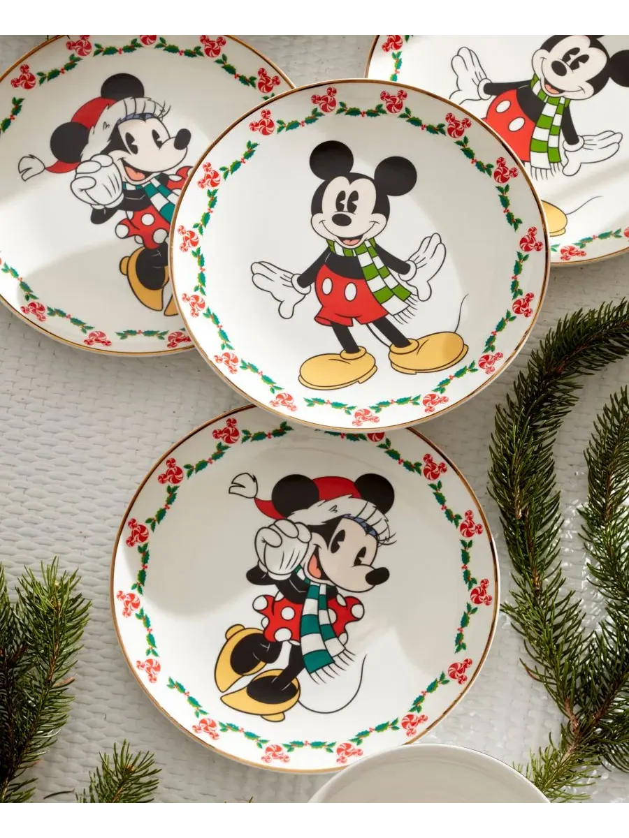 Набор десертных тарелок Disney Holiday, 12 предметов, сервировка на 4 персоны Lenox — изображение 9 из 12, мульти