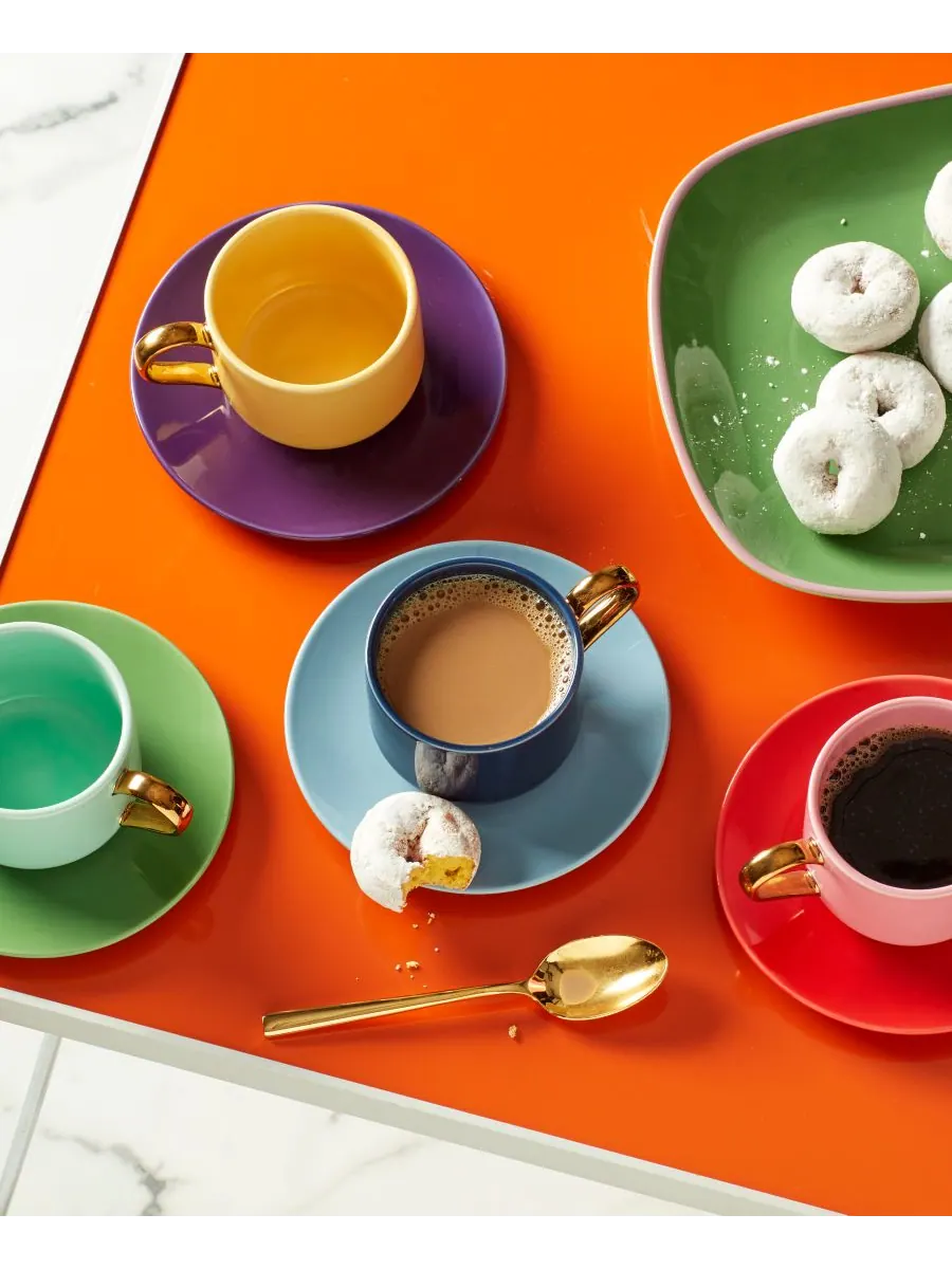 Набор из 8 чашек и блюдец Make it Pop, на 4 персоны Kate spade new york — изображение 2 из 6, желтый