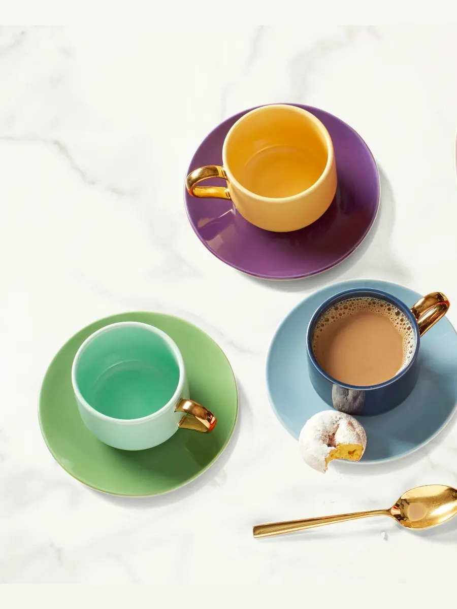 Набор из 8 чашек и блюдец Make it Pop, на 4 персоны Kate spade new york — изображение 3 из 6, желтый