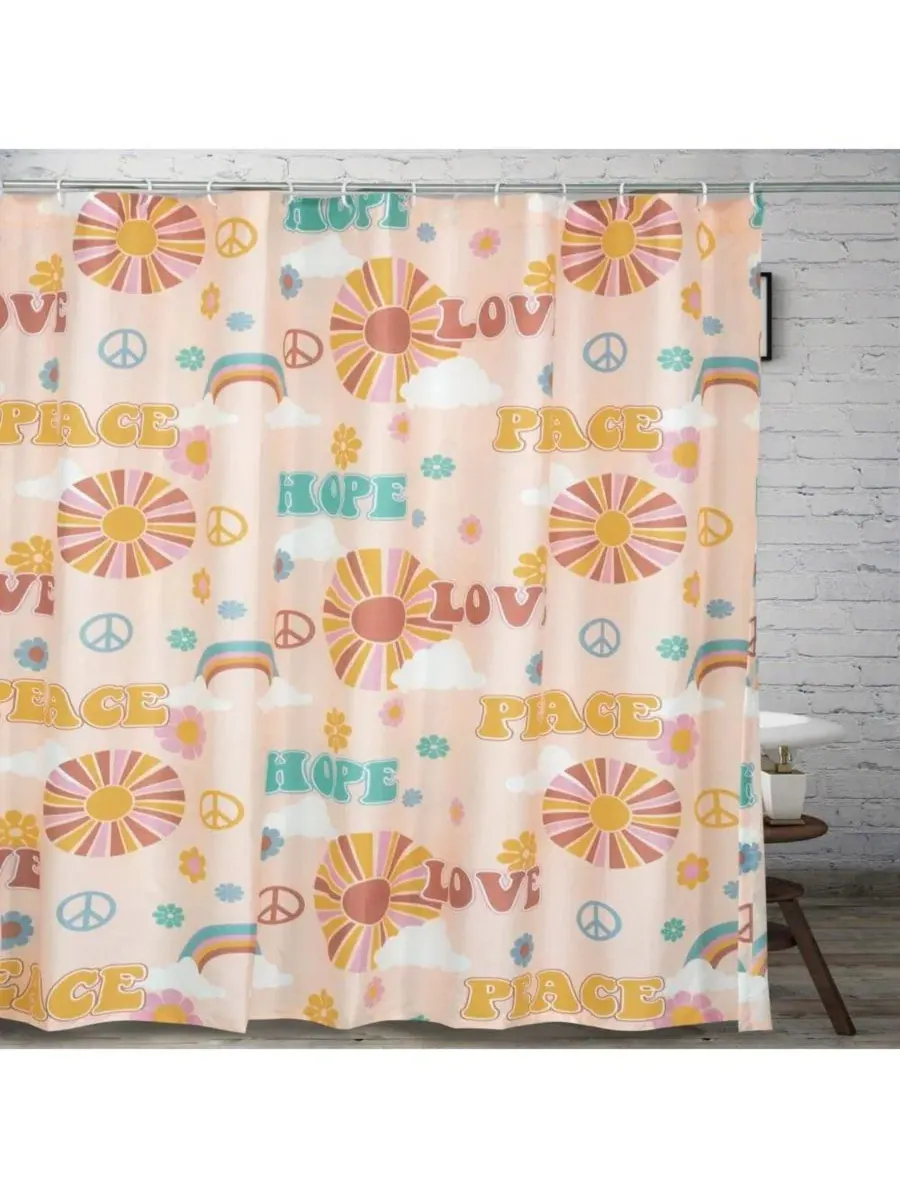 Шторка для ванной Cassidy 183x183 см с принтом Greenland Home Fashions — изображение 1 из 3, персиковый