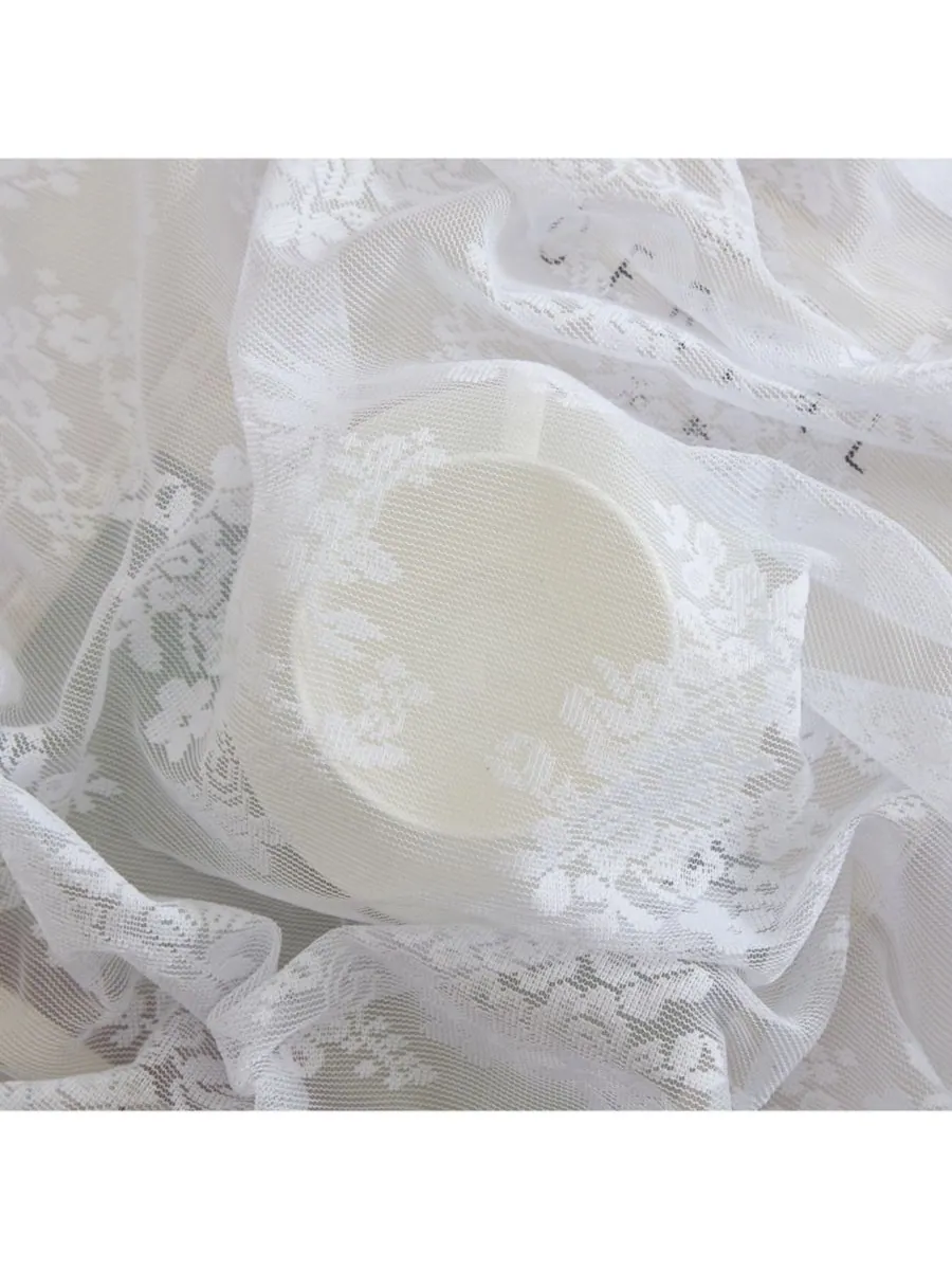 Короткие кружевные шторы Jolene Floral Rod Pocket Lace для небольших окон - 71 x 91 см (белые — изображение 6 из 6, белый