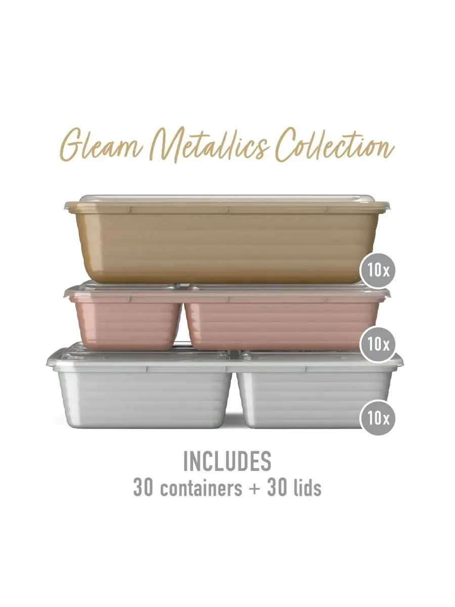 Набор для приготовления еды Prep Meal Prep Kit Gleam Metallic Collection, 60 предметов Bentgo — изображение 3 из 5, мульти