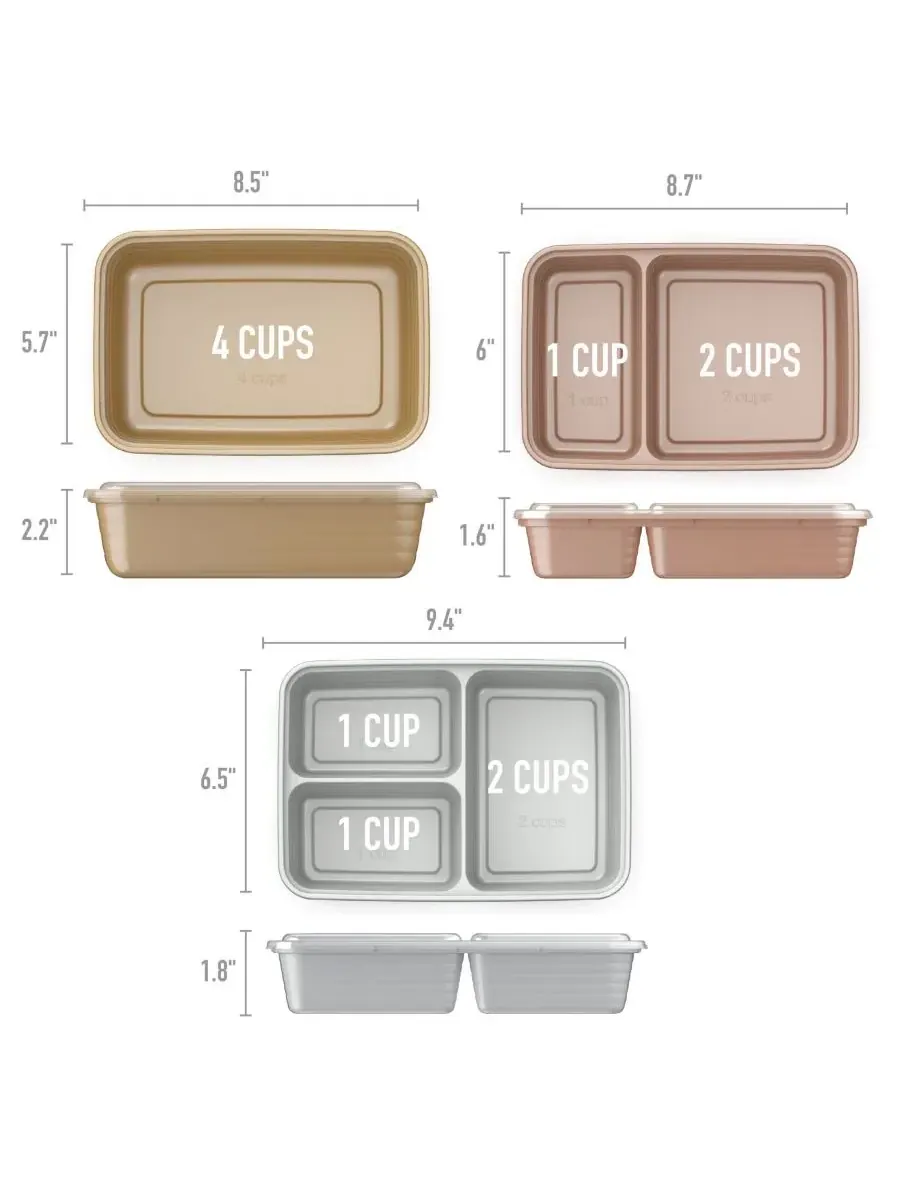 Набор для приготовления еды Prep Meal Prep Kit Gleam Metallic Collection, 60 предметов Bentgo — изображение 4 из 5, мульти
