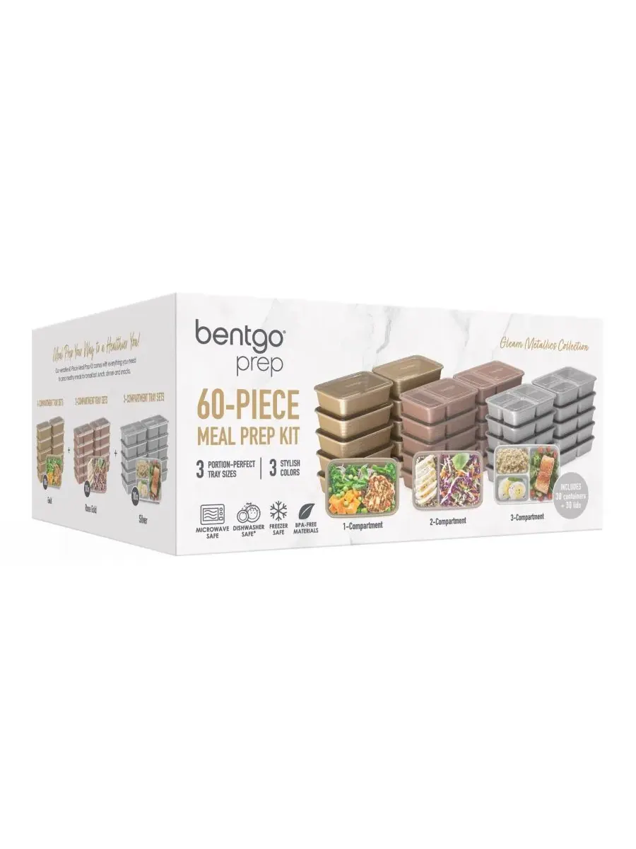 Набор для приготовления еды Prep Meal Prep Kit Gleam Metallic Collection, 60 предметов Bentgo — изображение 5 из 5, мульти