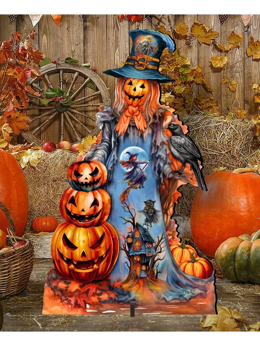 Декоративная фигура из фанеры Pumpkin Scarecrow Designocracy — изображение 2 из 7, мульти