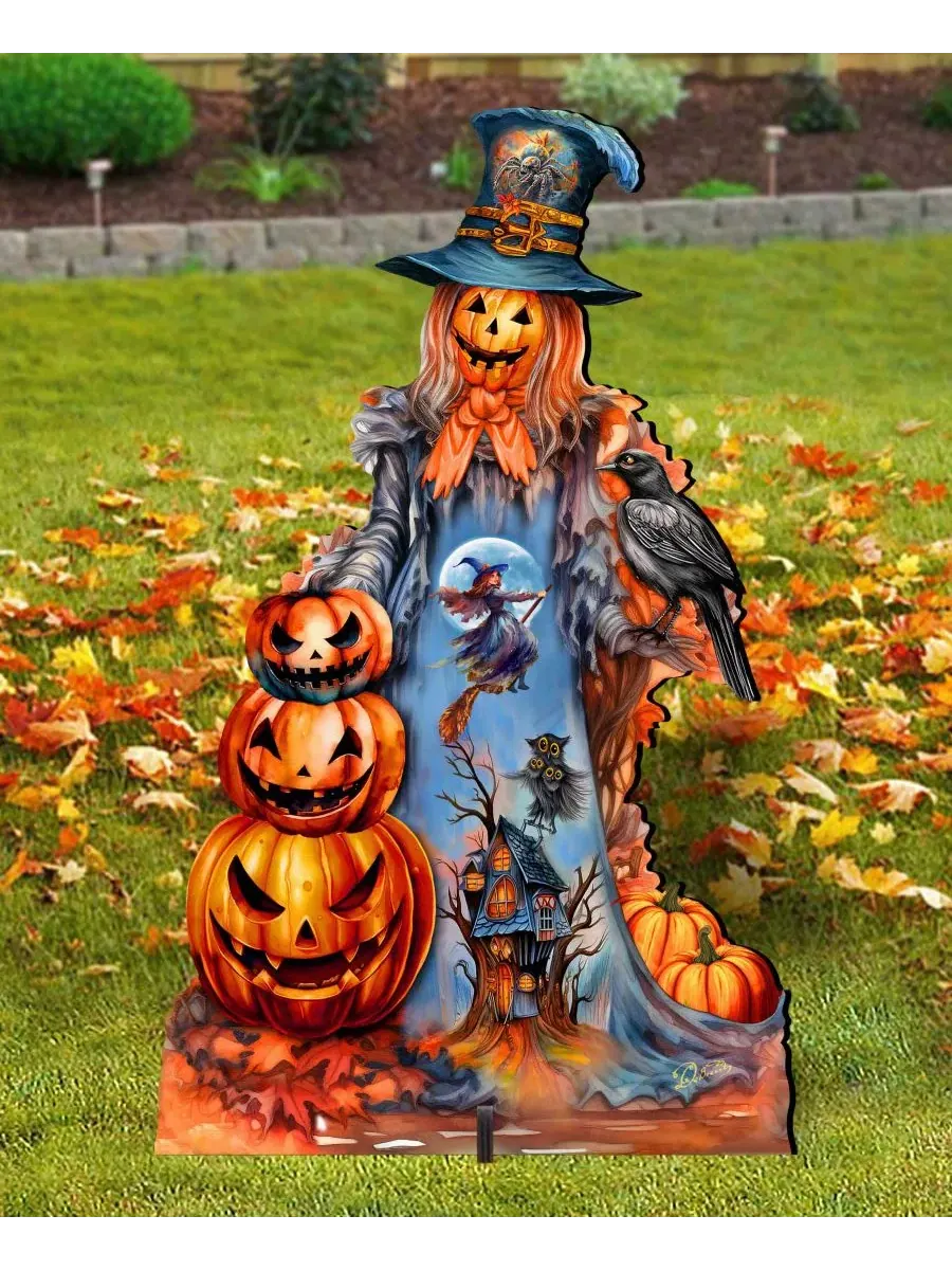 Декоративная фигура из фанеры Pumpkin Scarecrow Designocracy — изображение 3 из 7, мульти