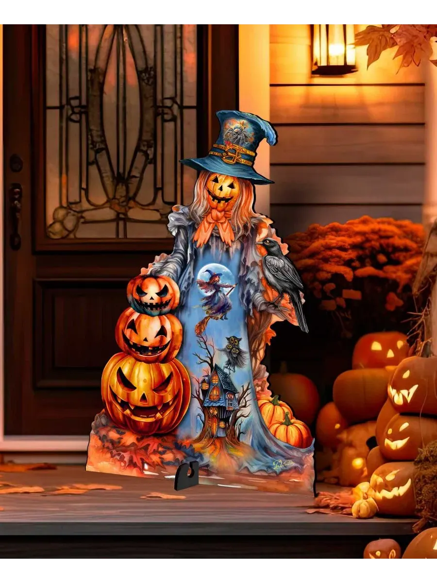 Декоративная фигура из фанеры Pumpkin Scarecrow Designocracy — изображение 4 из 7, мульти
