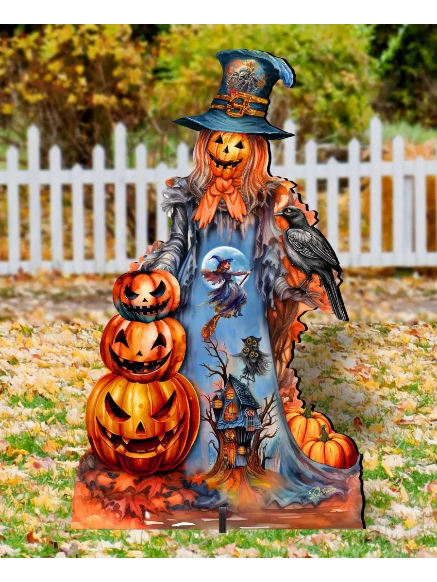 Декоративная фигура из фанеры Pumpkin Scarecrow Designocracy — изображение 5 из 7, мульти