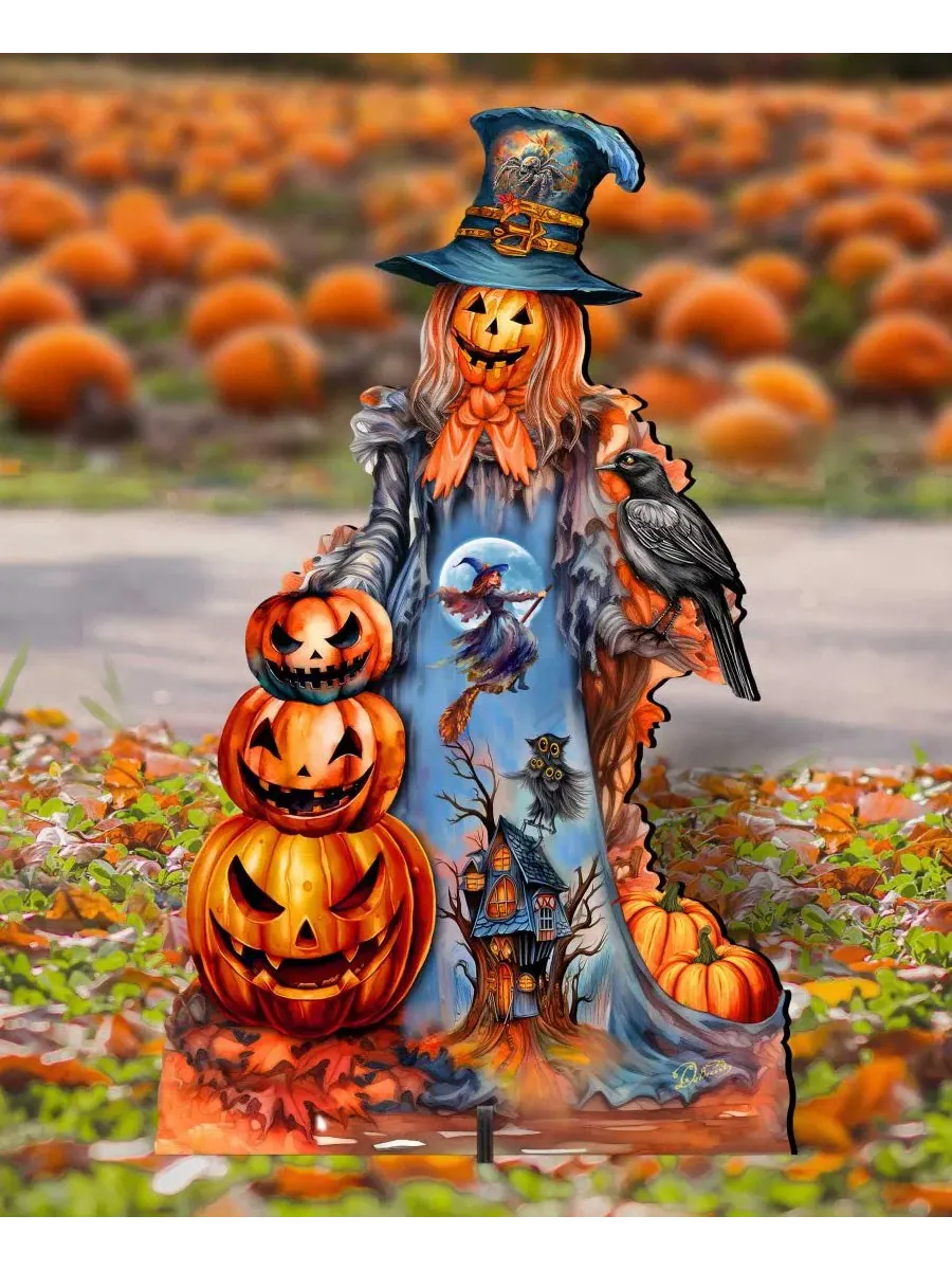 Декоративная фигура из фанеры Pumpkin Scarecrow Designocracy — изображение 7 из 7, мульти