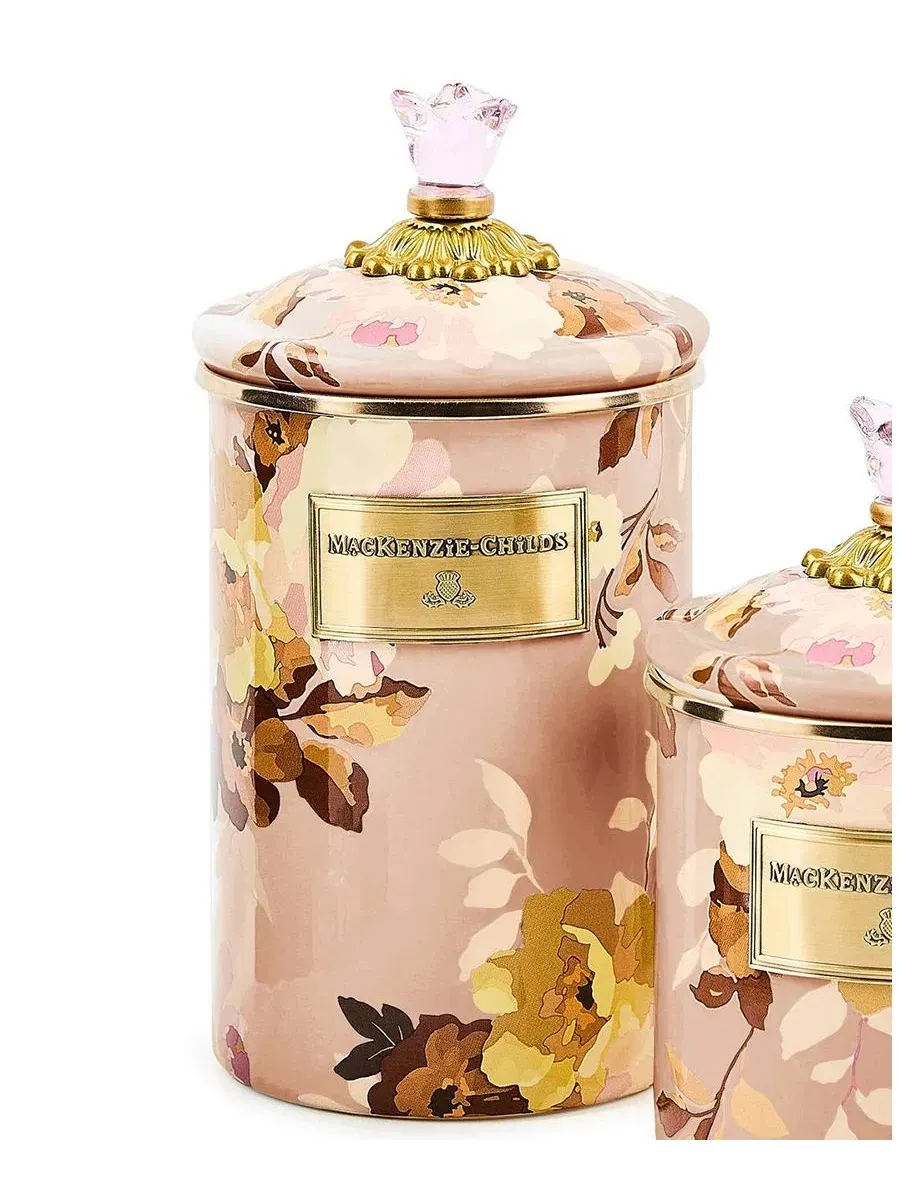 Контейнер для хранения MacKenzie-Childs Wild Rose Mauve, 64 унции, узор маув — изображение 2 из 4, сирень