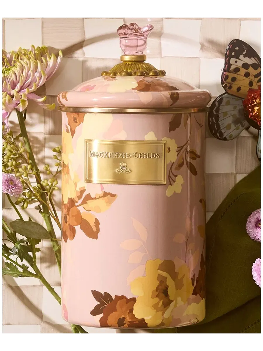 Контейнер для хранения MacKenzie-Childs Wild Rose Mauve, 64 унции, узор маув — изображение 3 из 4, сирень