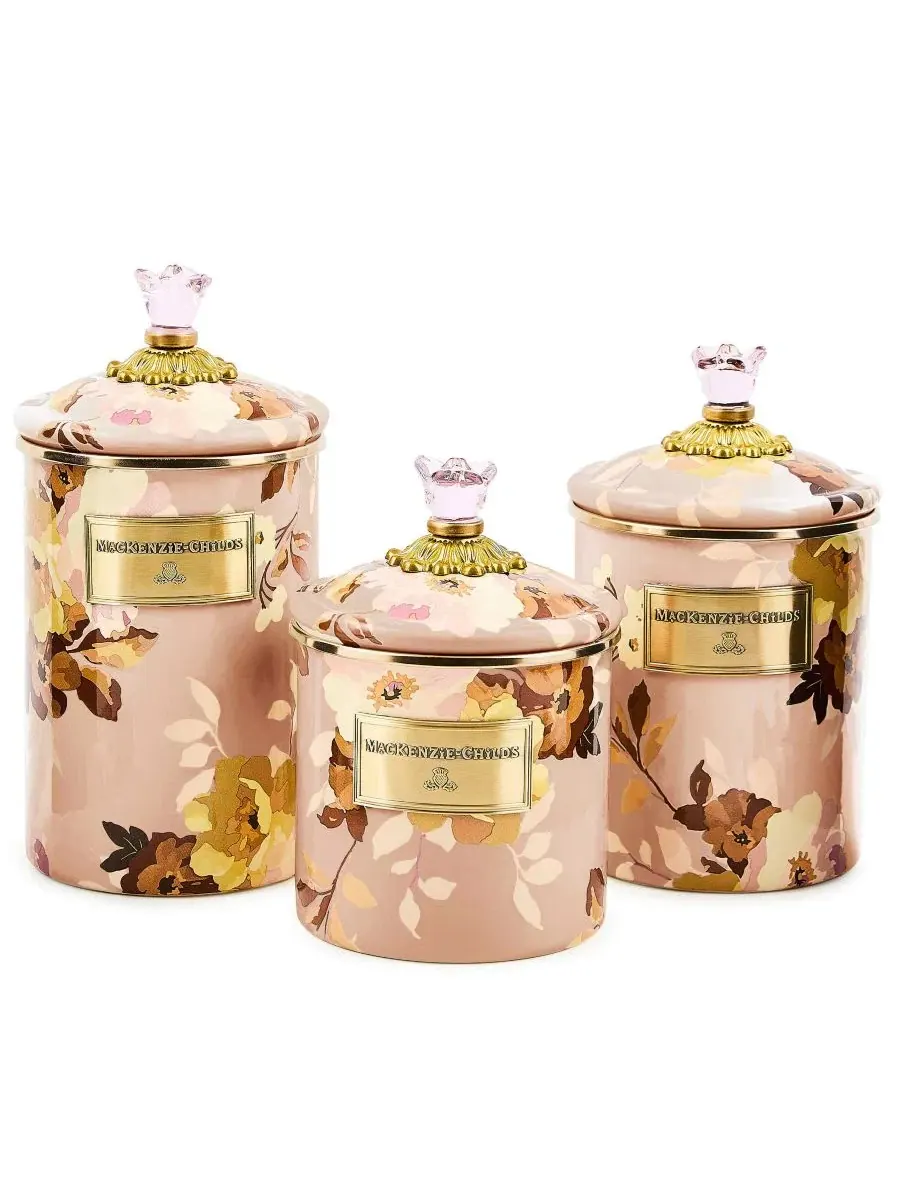 Контейнер для хранения MacKenzie-Childs Wild Rose Mauve, 64 унции, узор маув — изображение 4 из 4, сирень