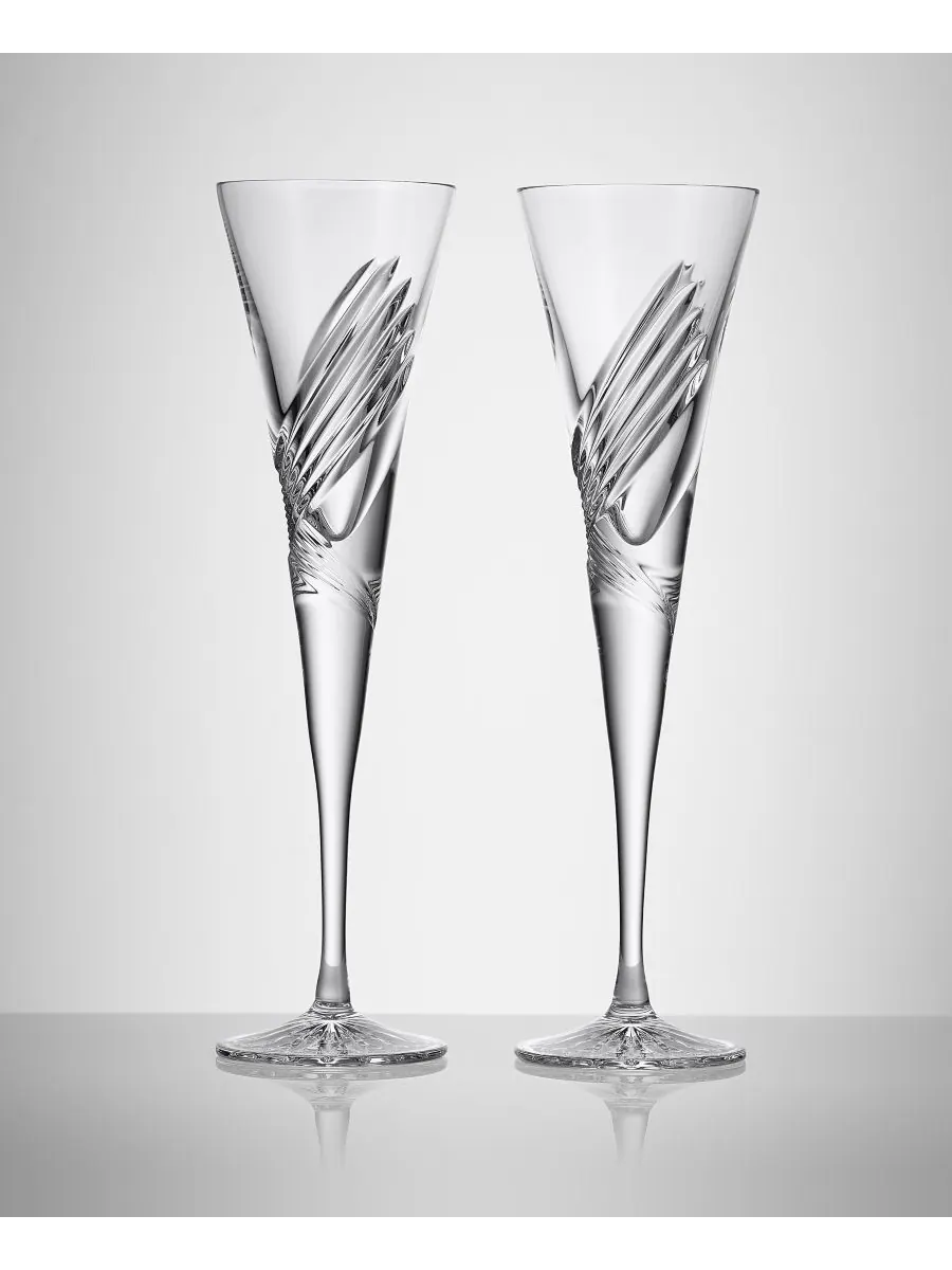 Набор из двух бокалов для шампанского Beginnings Toasting Flute объемом 7 унций Waterford — изображение 2 из 4, прозрачный