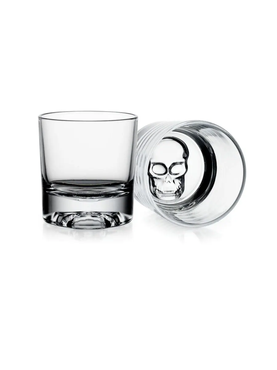 Набор из 2 винтажных очков Skull Double Old-Fashioned Godinger — изображение 1 из 1, прозрачный