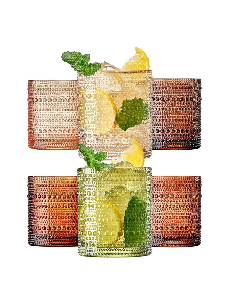 Набор из 6 бокалов для коктейлей Khen Hobnail Beaded Highball Glasses The Wine Savant — изображение 1 из 3, оранжевый